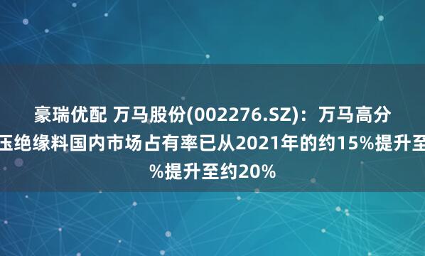 豪瑞优配 万马股份(002276.SZ)：万马高分子超高压绝缘料国内市场占有率已从2021年的约15%提升至约20%